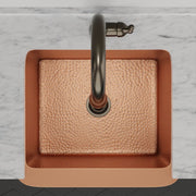 25" Geneva Smooth Copper Single-Bowl Farmhouse Sink with Hammered Interior