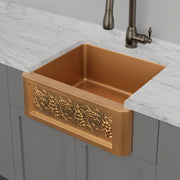 25" Lynn Copper Grape Design Single-Bowl Farmhouse Sink