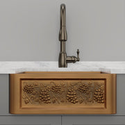 25" Lynn Copper Grape Design Single-Bowl Farmhouse Sink