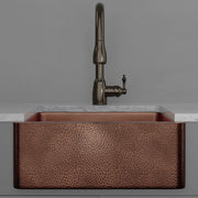 25" Verdin Single Bowl Hammered Copper Farmhouse Sink - Antique Copper Interior with Dark Copper Exterior