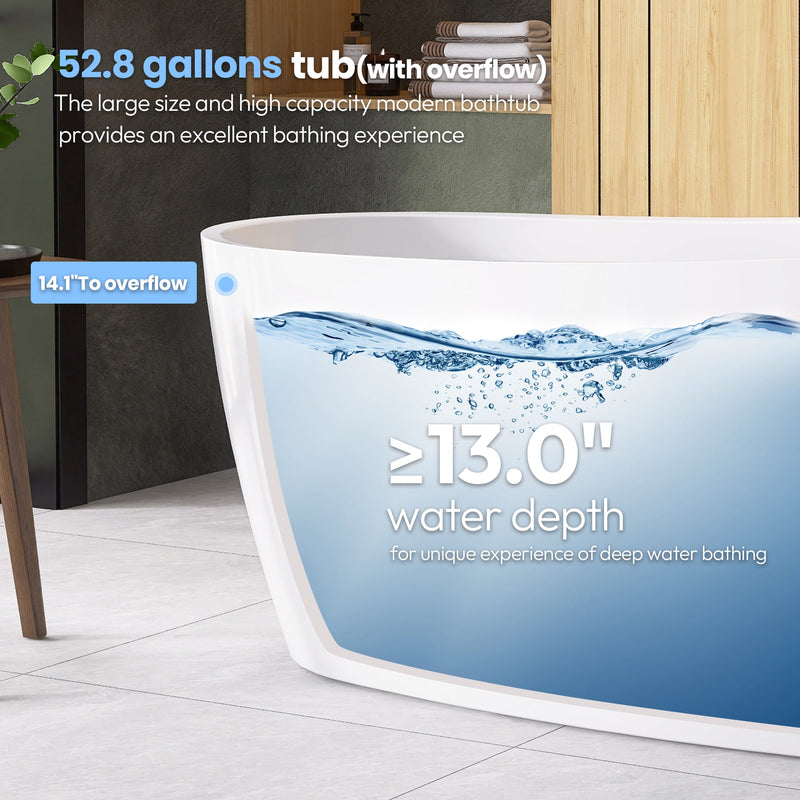 Vinnova 268059-BAT-WH Vinnova Lahore 59.1" x 29.1" Soaking Bathtub