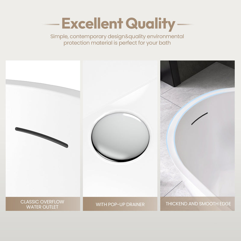 Vinnova 268059-BAT-WH Vinnova Lahore 59.1" x 29.1" Soaking Bathtub