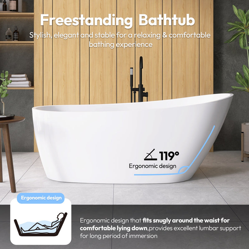 Vinnova 268059-BAT-WH Vinnova Lahore 59.1" x 29.1" Soaking Bathtub