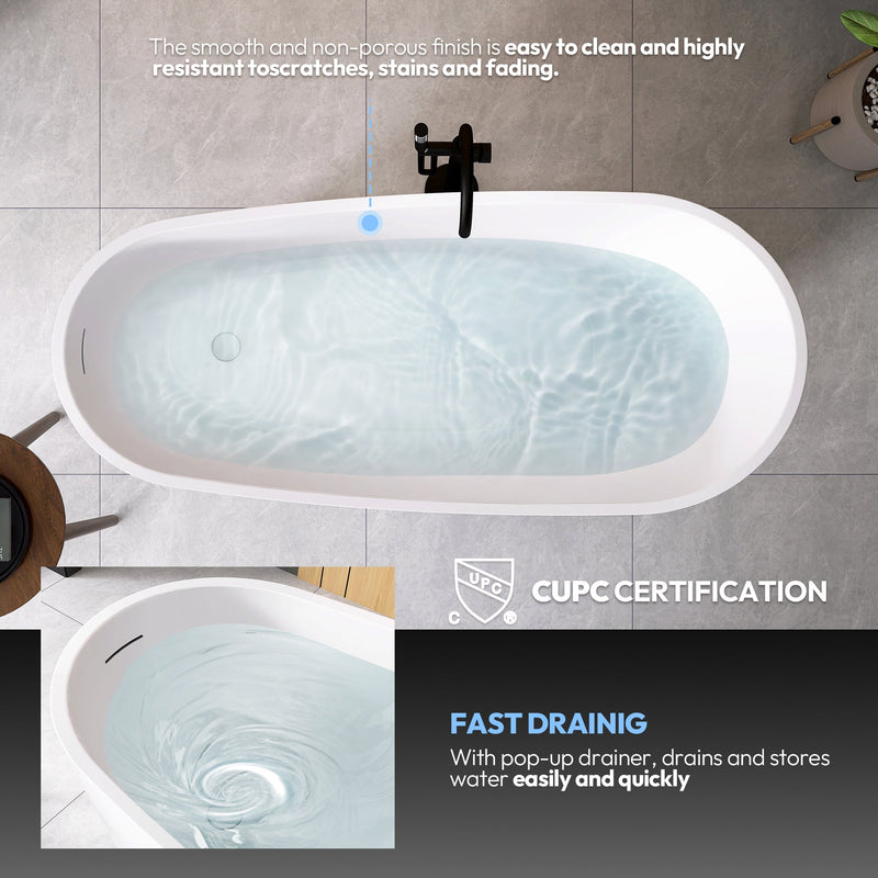 Vinnova 268059-BAT-WH Vinnova Lahore 59.1" x 29.1" Soaking Bathtub