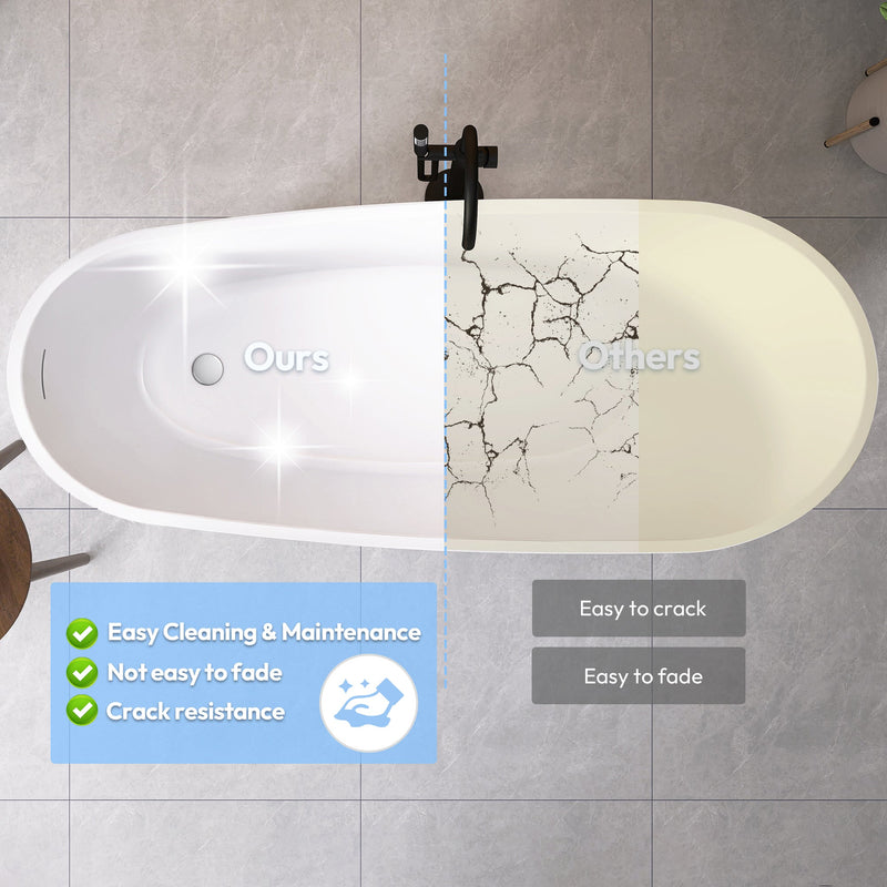 Vinnova 268067-BAT-WH Vinnova Lahore 66.9" x 29.1" Soaking Bathtub