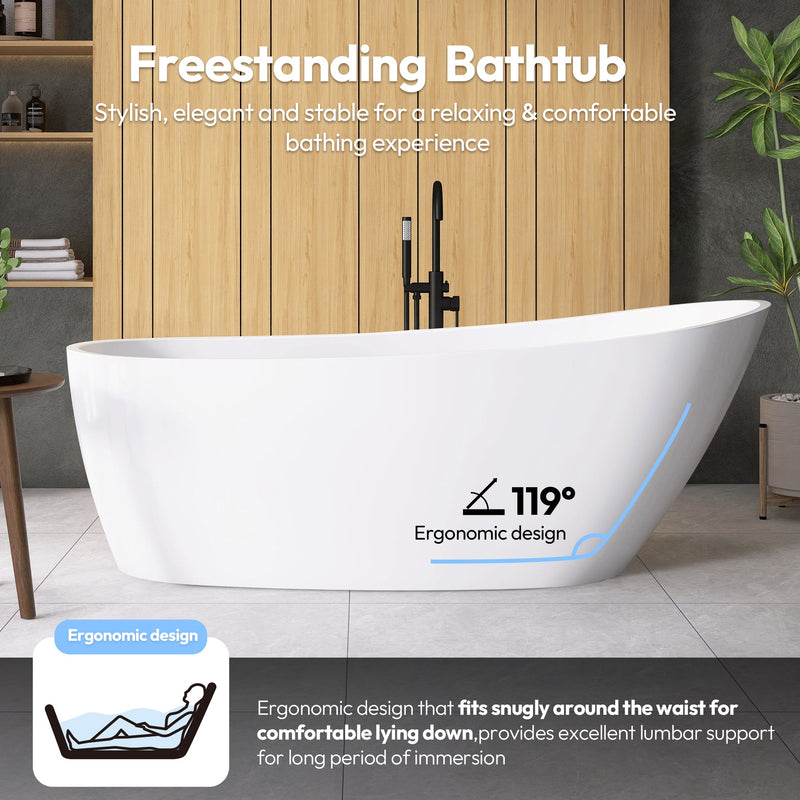 Vinnova 268067-BAT-WH Vinnova Lahore 66.9" x 29.1" Soaking Bathtub
