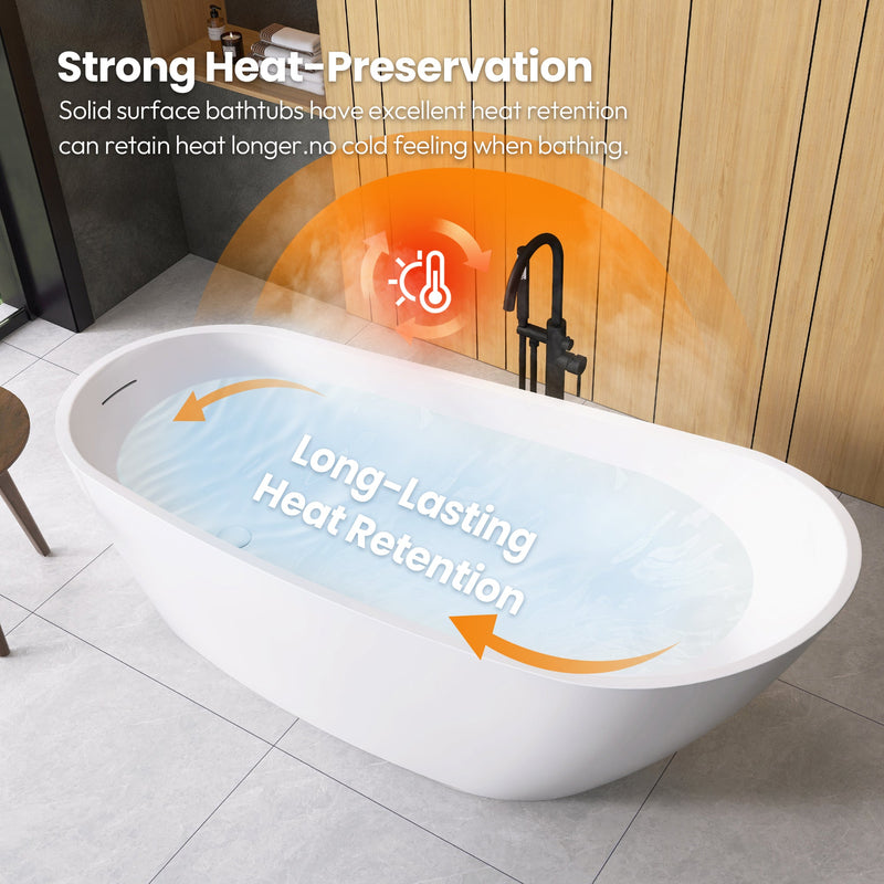 Vinnova 268067-BAT-WH Vinnova Lahore 66.9" x 29.1" Soaking Bathtub