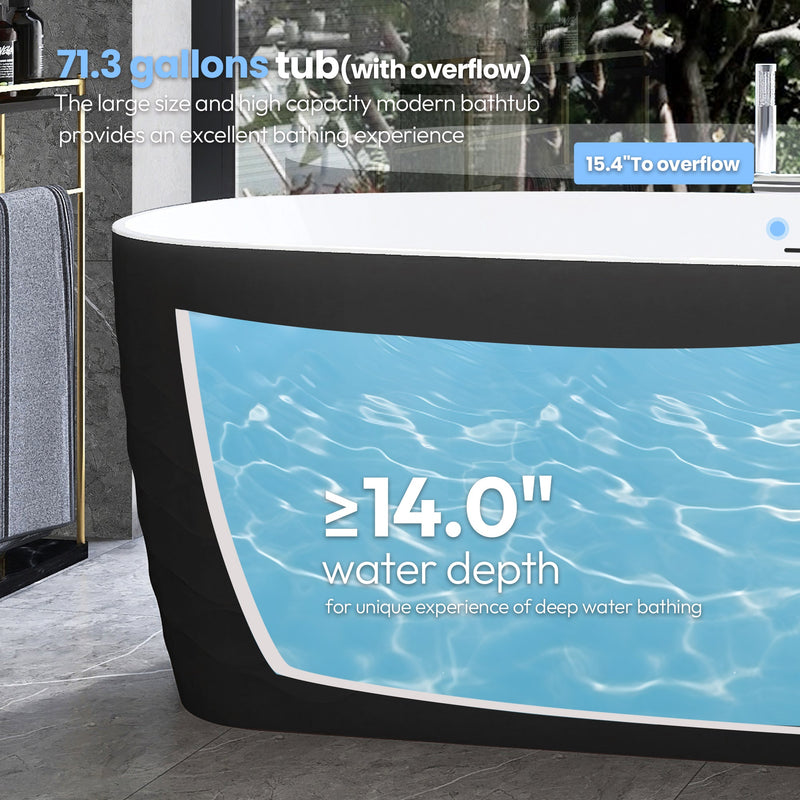 Vinnova 269067-BAT-BL Vinnova London 66.9" x 31.5" Soaking Bathtub - view 10