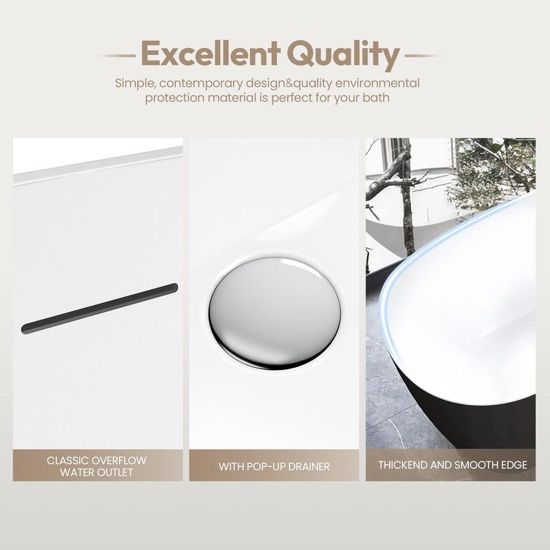 Vinnova 269067-BAT-BL Vinnova London 66.9" x 31.5" Soaking Bathtub - view 13