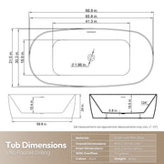 Vinnova 269067-BAT-BL Vinnova London 66.9" x 31.5" Soaking Bathtub - view 16