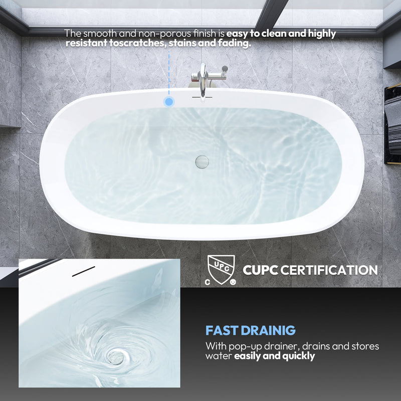Vinnova 269067-BAT-BL Vinnova London 66.9" x 31.5" Soaking Bathtub - view 7