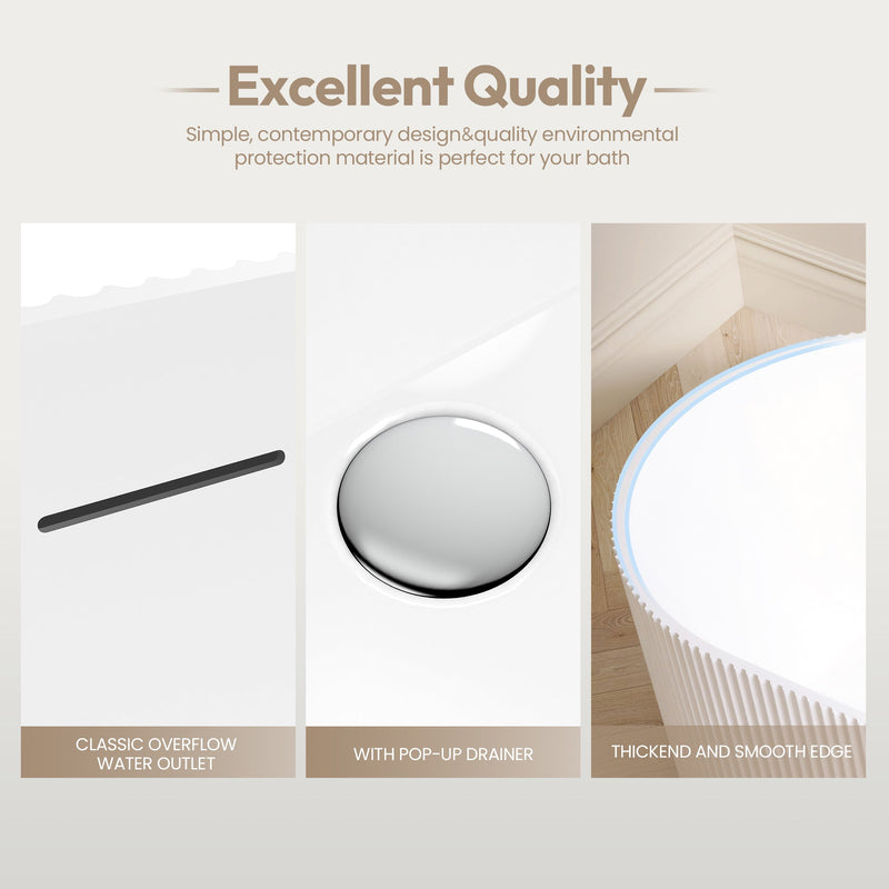 Vinnova 270059-BAT-WH Vinnova Linyi 59.1" x 31.5" Soaking Bathtub