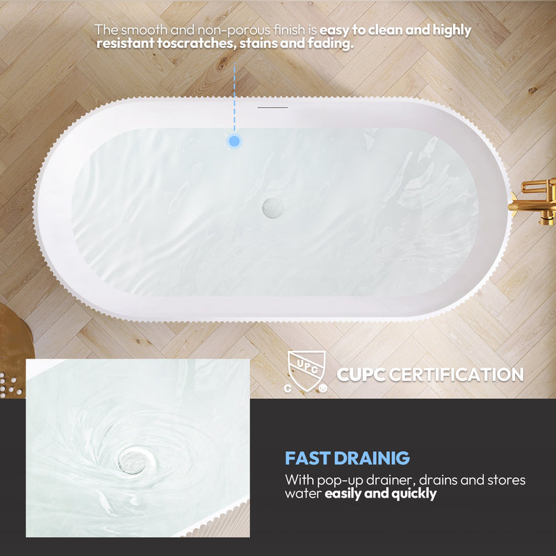 Vinnova 270059-BAT-WH Vinnova Linyi 59.1" x 31.5" Soaking Bathtub