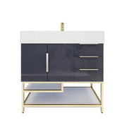 Moreno Bath BETHANYFS36-R Bethany 36'' Freestanding Art Deco Bathroom Vanity Set with Reinforced Acrylic Sink Top (Right Side Drawers) - view 12