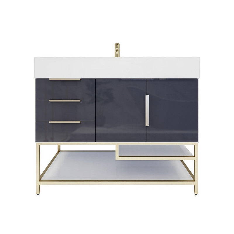 Moreno Bath BETHANYFS42-L Bethany 42'' Freestanding Art Deco Bathroom Vanity Set with Reinforced Acrylic Sink Top (Left Side Drawers) - view 12