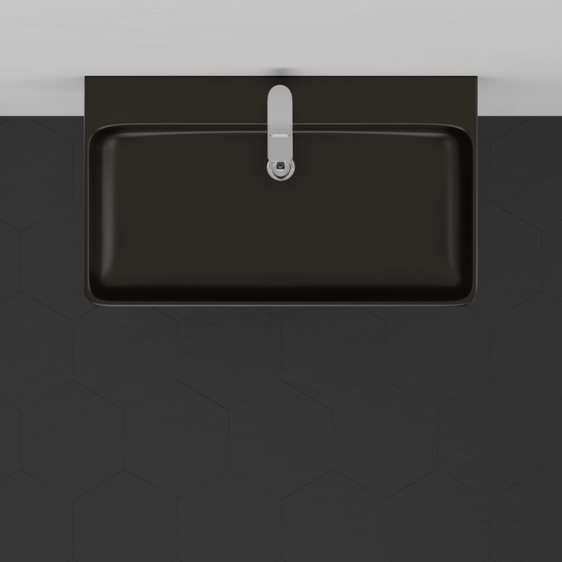 28" Kemmerer Black Vitreous China Console Bathroom Sink with Black Powdercoat Steel Stand