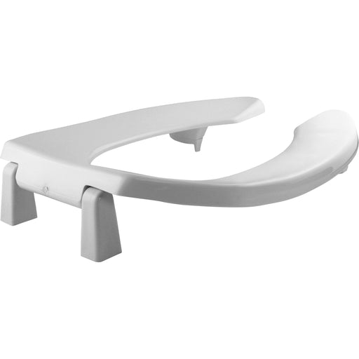 Bemis Elongated Open Front Less Cover Medic-Aid® 2" Lift Plastic Toilet Seat in White with Stay·Tite® Commercial Seat Fastening System™, DuraGuard® and Super·Grip® Bumpers