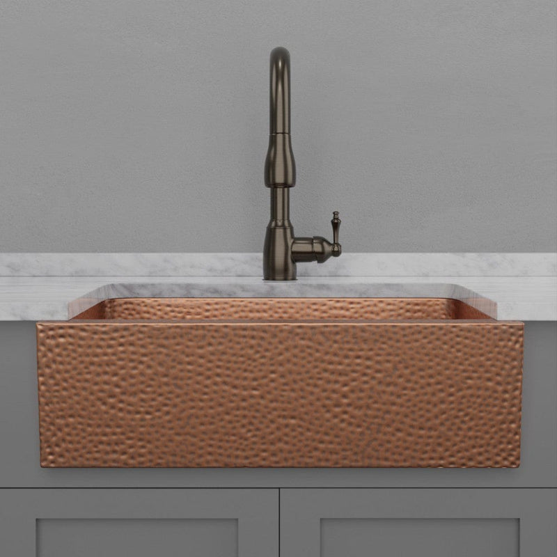 30" Atoka Hammered Copper Single-Bowl Farmhouse Sink