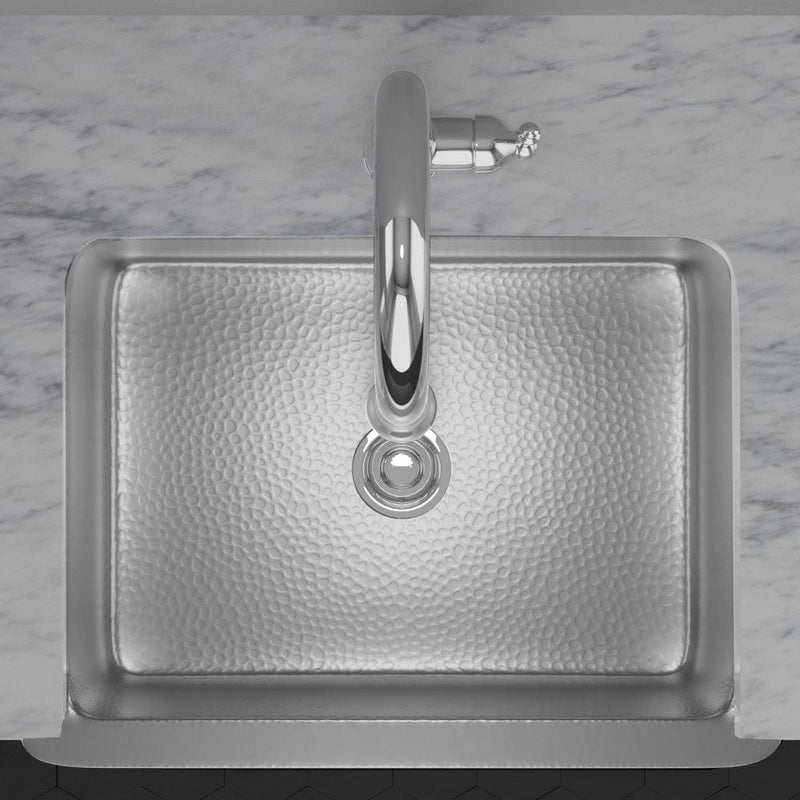 30" Glenmore Stainless Steel Farmhouse Sink - Matte Hammered Steel