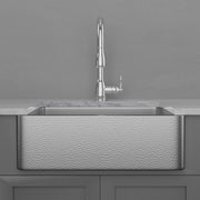 30" Glenmore Stainless Steel Farmhouse Sink - Matte Hammered Steel