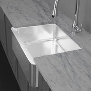30" Higbee Stainless Steel Farmhouse Sink - Polished Hammered Steel