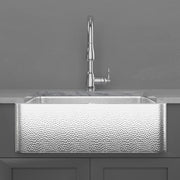 30" Higbee Stainless Steel Farmhouse Sink - Polished Hammered Steel
