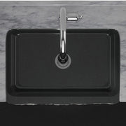 30" Kennesaw Polished Blue Gray Granite Single-Bowl Farmhouse Sink - Chiseled Apron