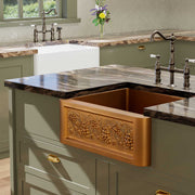 30" Lynn Copper Grape Design Single-Bowl Farmhouse Sink
