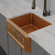 30" Lynn Copper Grape Design Single-Bowl Farmhouse Sink