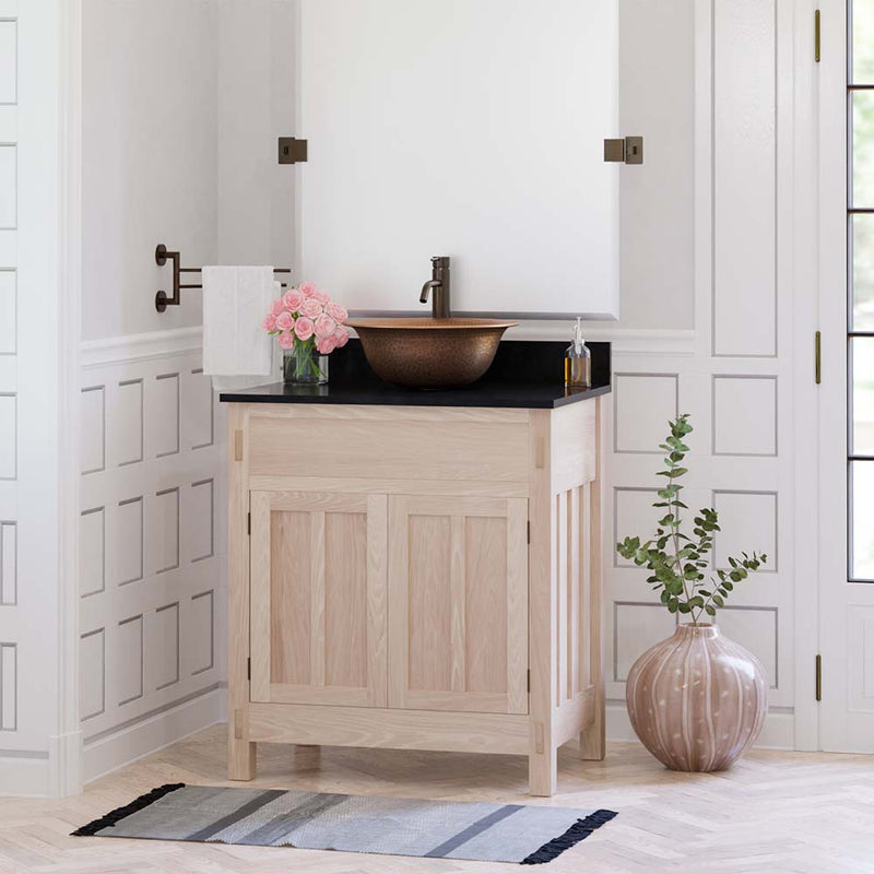 Magnus 138831 30" Mission Unfinished Red Oak Vanity for Vessel Sink - 34" Height