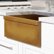 30" Murray Cast Concrete Smooth Apron Single-Bowl Farmhouse Sink with Top Lip - Vintage Brown