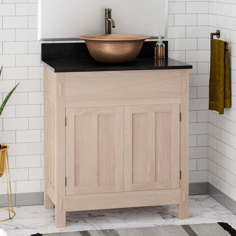 Magnus 138839 30" Narrow Mission Unfinished Red Oak Vanity for Vessel Sink - 34" Height