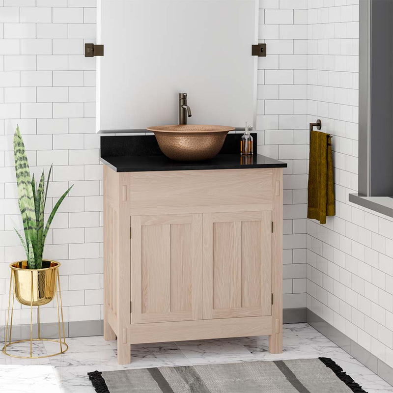 Magnus 138839 30" Narrow Mission Unfinished Red Oak Vanity for Vessel Sink - 34" Height