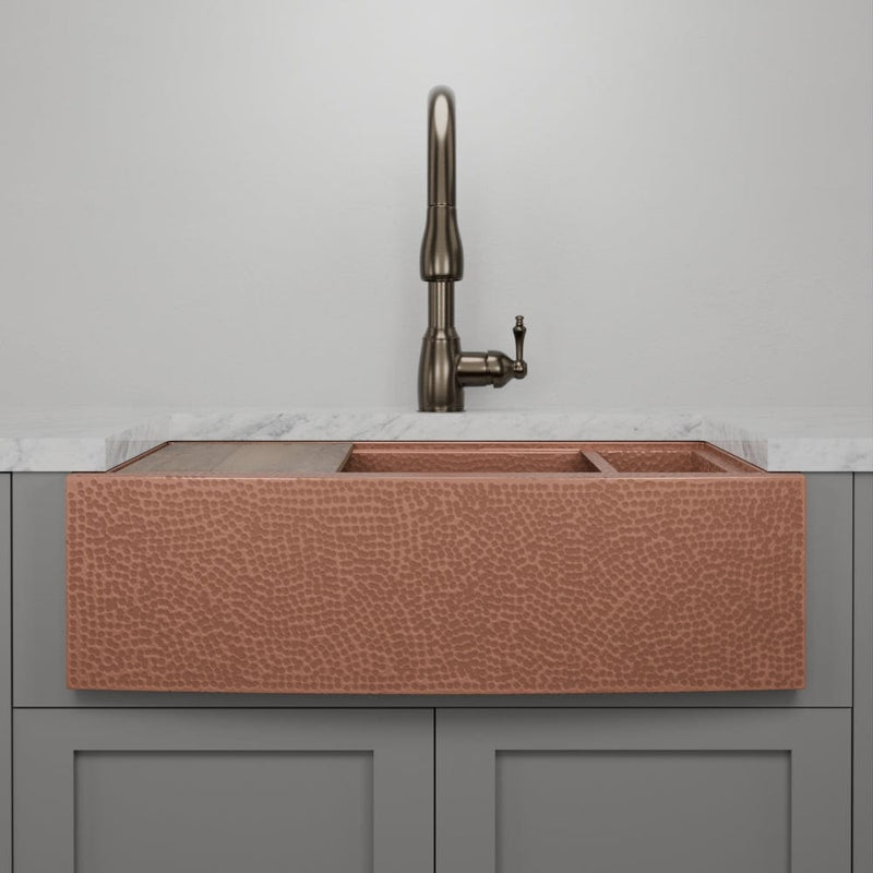 30" Sloane Hammered Copper Workstation Farmhouse Sink