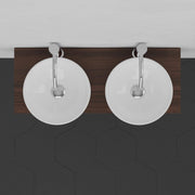 30" Thanesta Teak Wall-Mount Double Vessel Sink Vanity with Shelf - Dark Antique
