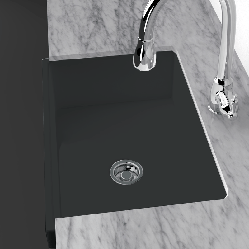 30" Uberto Handcrafted Fireclay Single-Bowl Fluted Apron Farmhouse Sink - Glossy Black