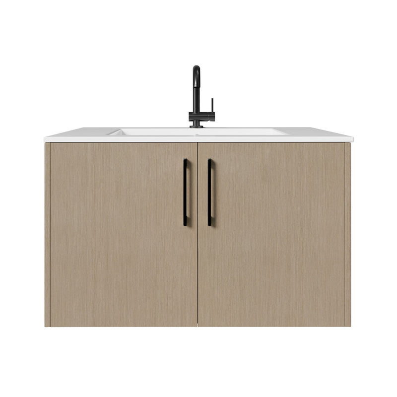 Cutler FV BK FLAVIA30 Bekka 30" Wall Mount Single Sink Cultured Marble Top Modern Bathroom Vanity - Flavia