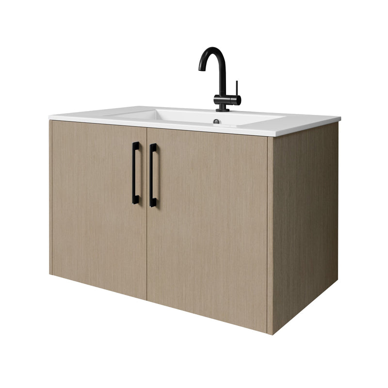 Cutler FV BK FLAVIA30 Bekka 30" Wall Mount Single Sink Cultured Marble Top Modern Bathroom Vanity - Flavia