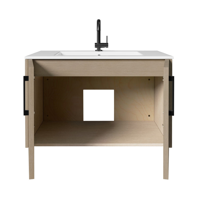 Cutler FV BK FLAVIA30 Bekka 30" Wall Mount Single Sink Cultured Marble Top Modern Bathroom Vanity - Flavia