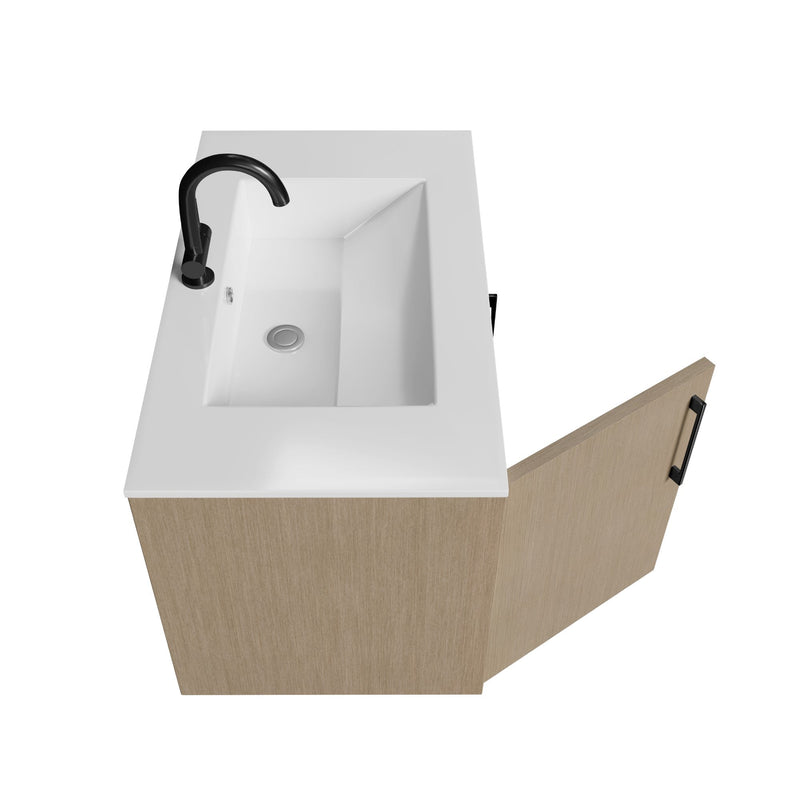 Cutler FV BK FLAVIA30 Bekka 30" Wall Mount Single Sink Cultured Marble Top Modern Bathroom Vanity - Flavia
