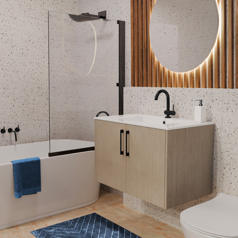 Cutler FV BK FLAVIA30 Bekka 30" Wall Mount Single Sink Cultured Marble Top Modern Bathroom Vanity - Flavia