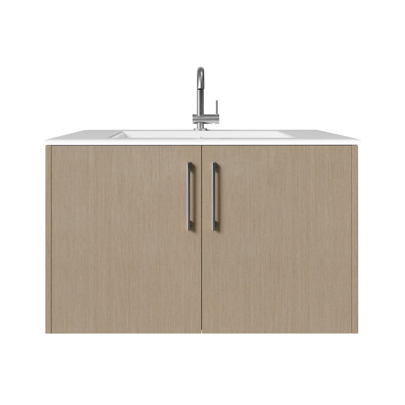 Cutler FV BK FLAVIA30 Bekka 30" Wall Mount Single Sink Cultured Marble Top Modern Bathroom Vanity - Flavia