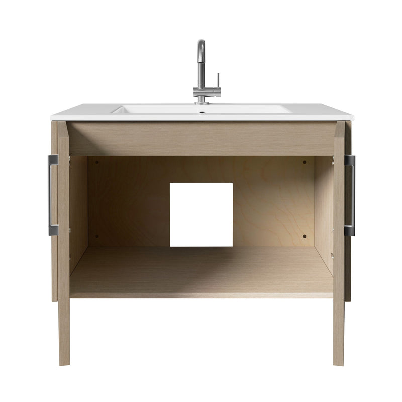 Cutler FV BK FLAVIA30 Bekka 30" Wall Mount Single Sink Cultured Marble Top Modern Bathroom Vanity - Flavia