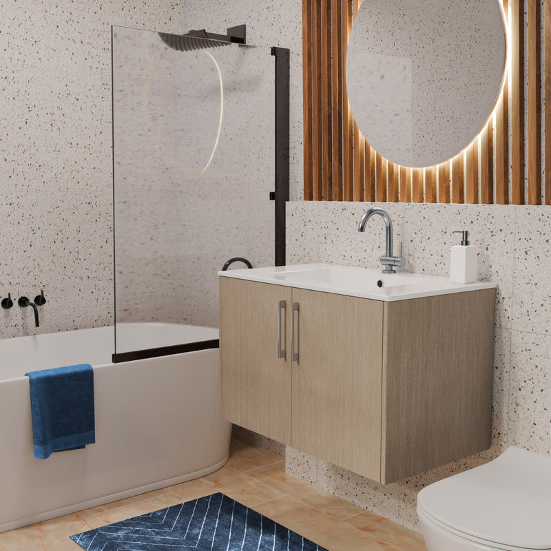 Cutler FV BK FLAVIA30 Bekka 30" Wall Mount Single Sink Cultured Marble Top Modern Bathroom Vanity - Flavia