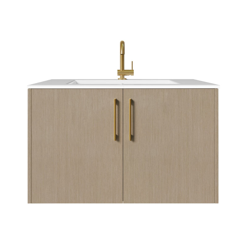 Cutler FV BK FLAVIA30 Bekka 30" Wall Mount Single Sink Cultured Marble Top Modern Bathroom Vanity - Flavia