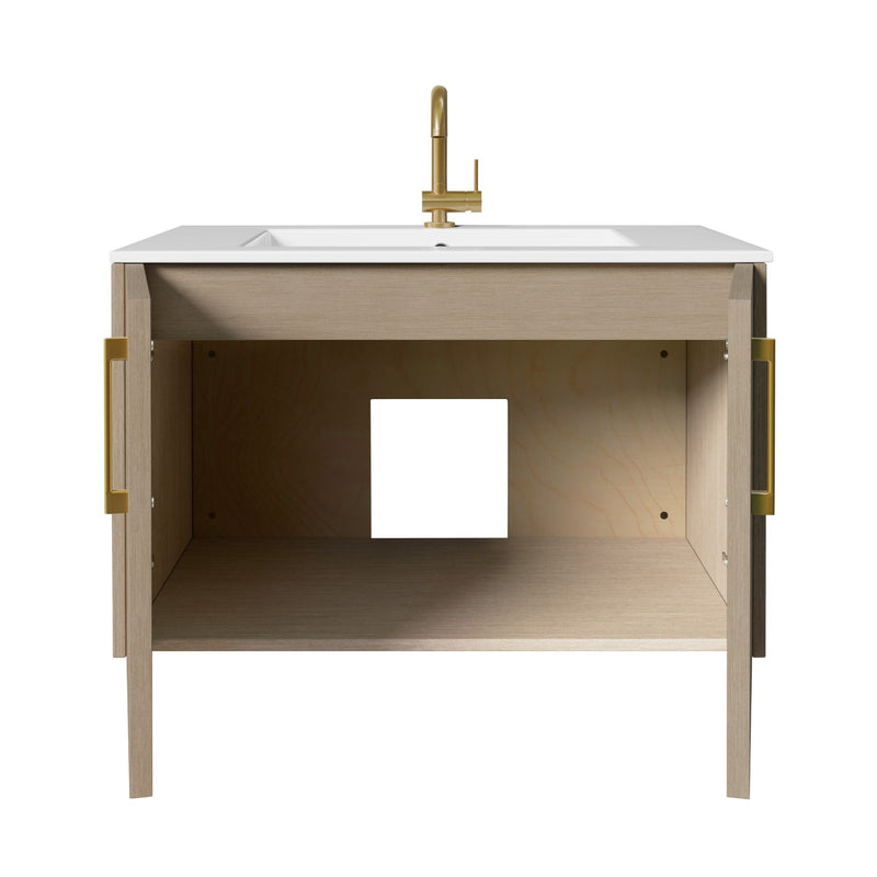 Cutler FV BK FLAVIA30 Bekka 30" Wall Mount Single Sink Cultured Marble Top Modern Bathroom Vanity - Flavia
