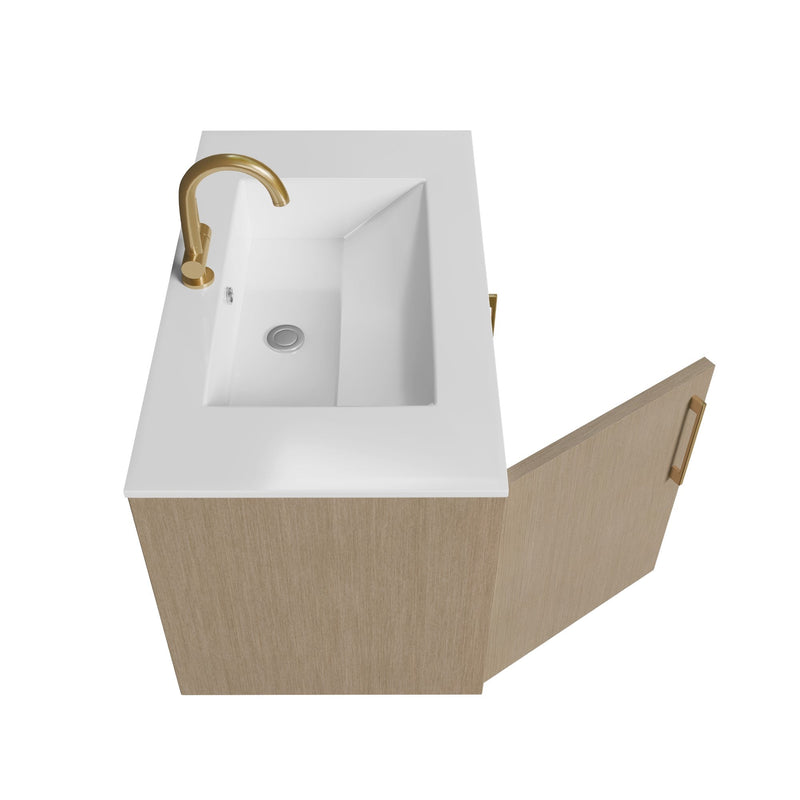Cutler FV BK FLAVIA30 Bekka 30" Wall Mount Single Sink Cultured Marble Top Modern Bathroom Vanity - Flavia