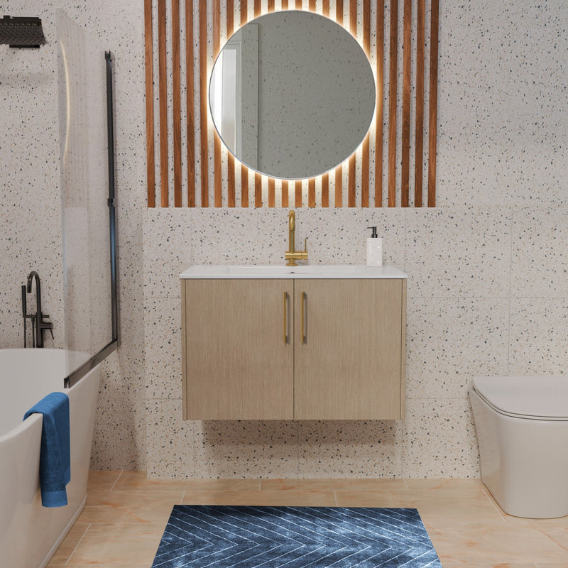 Cutler FV BK FLAVIA30 Bekka 30" Wall Mount Single Sink Cultured Marble Top Modern Bathroom Vanity - Flavia