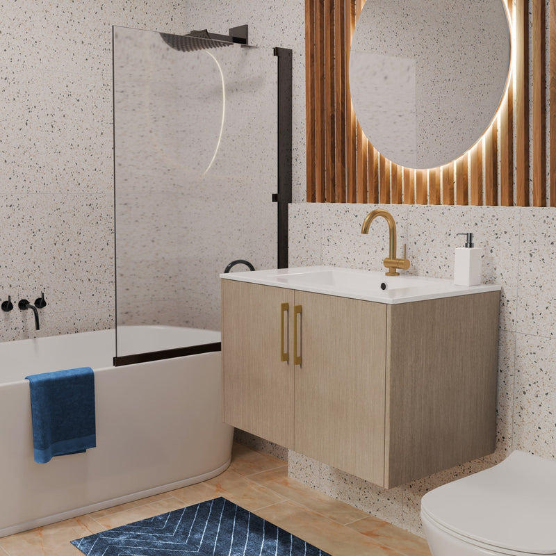 Cutler FV BK FLAVIA30 Bekka 30" Wall Mount Single Sink Cultured Marble Top Modern Bathroom Vanity - Flavia