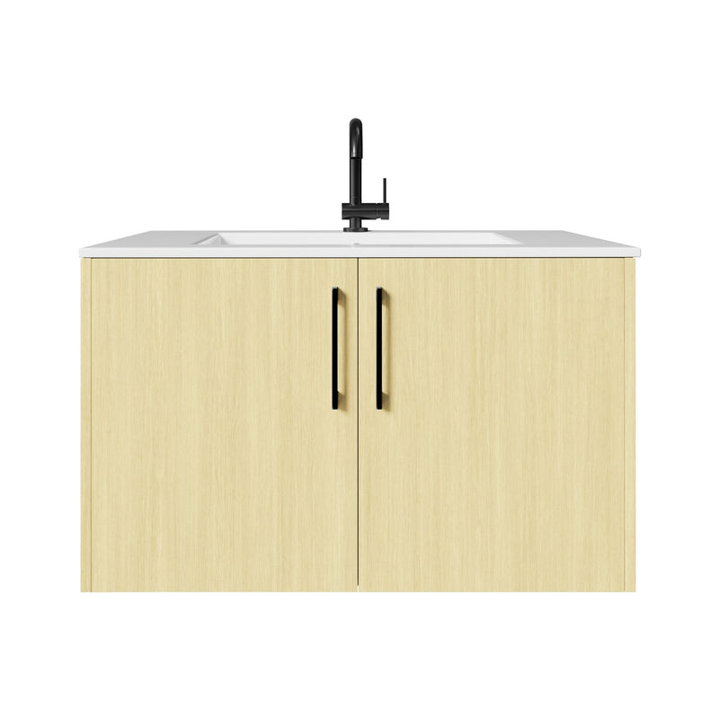 Cutler FV BK LAGO30 Bekka 30" Wall Mount Single Sink Cultured Marble Top Modern Bathroom Vanity - Lago